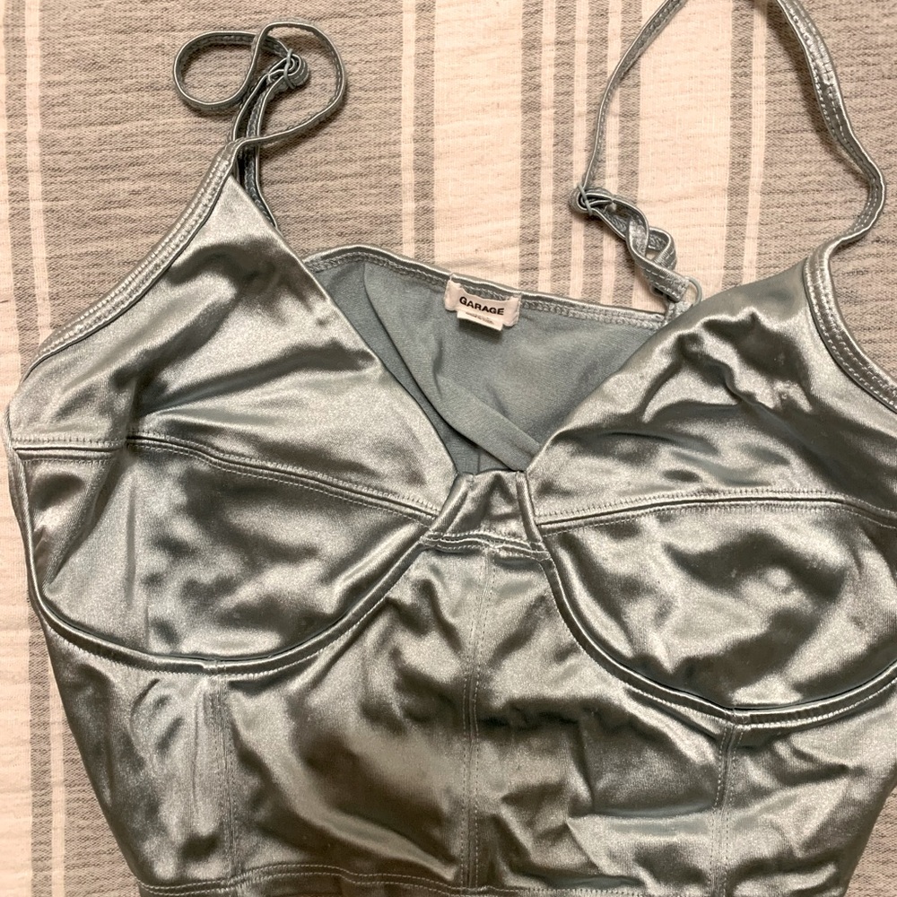 Garage blue satin crop top